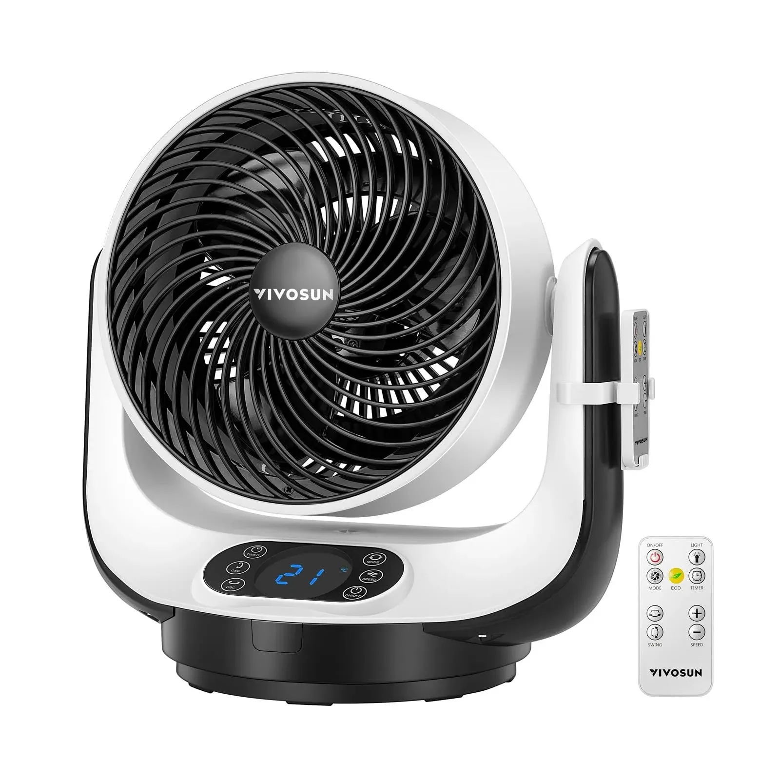 VIVOSUN 13 inch Air Circulator Fan, Strong Wind Floor Fan, Table Fan, 3 Speeds Settings, with Remote Control for Home, Dorm, Office, ETL Certified