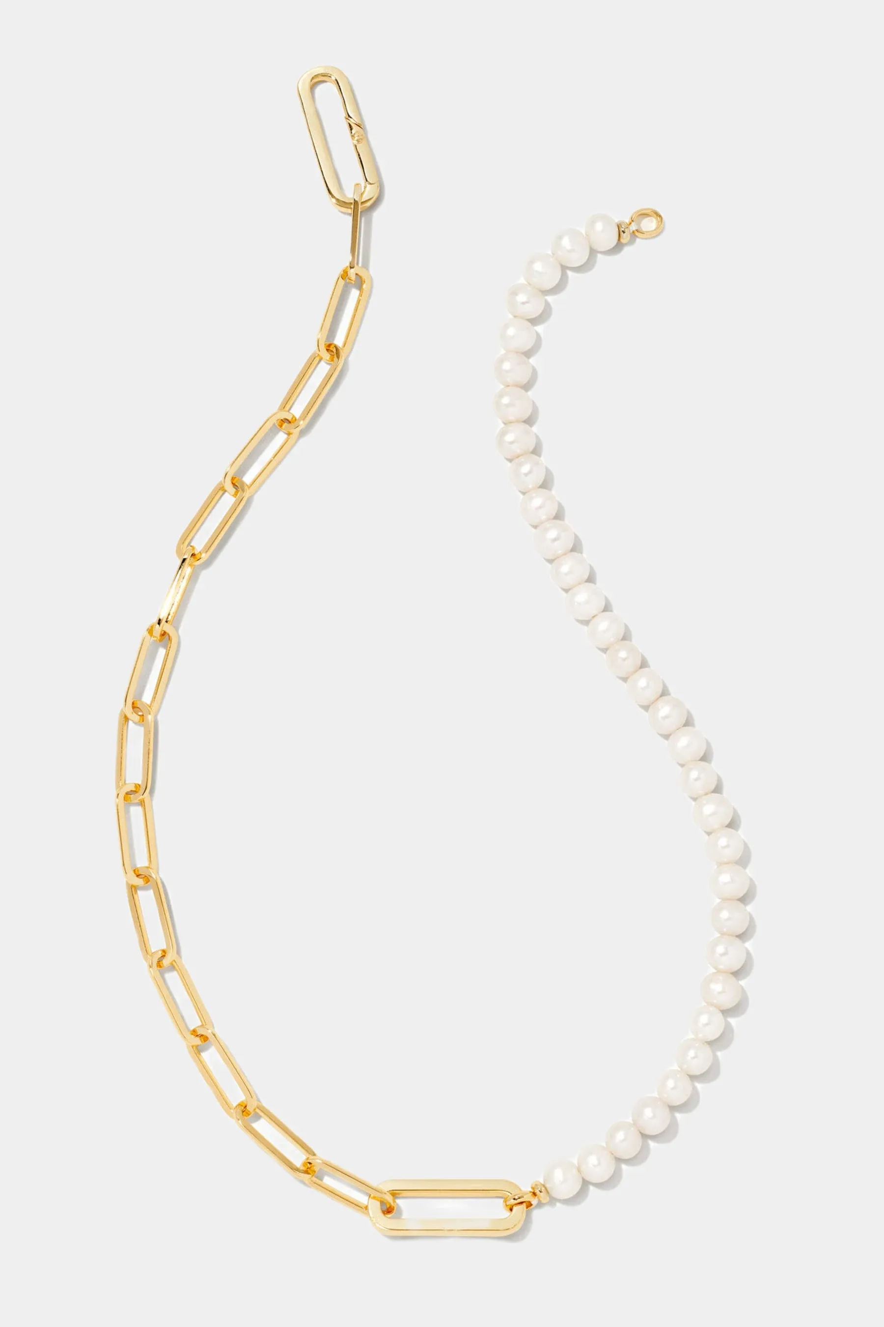 Ashton Half Chain Bracelet Rhodium - White Pearl