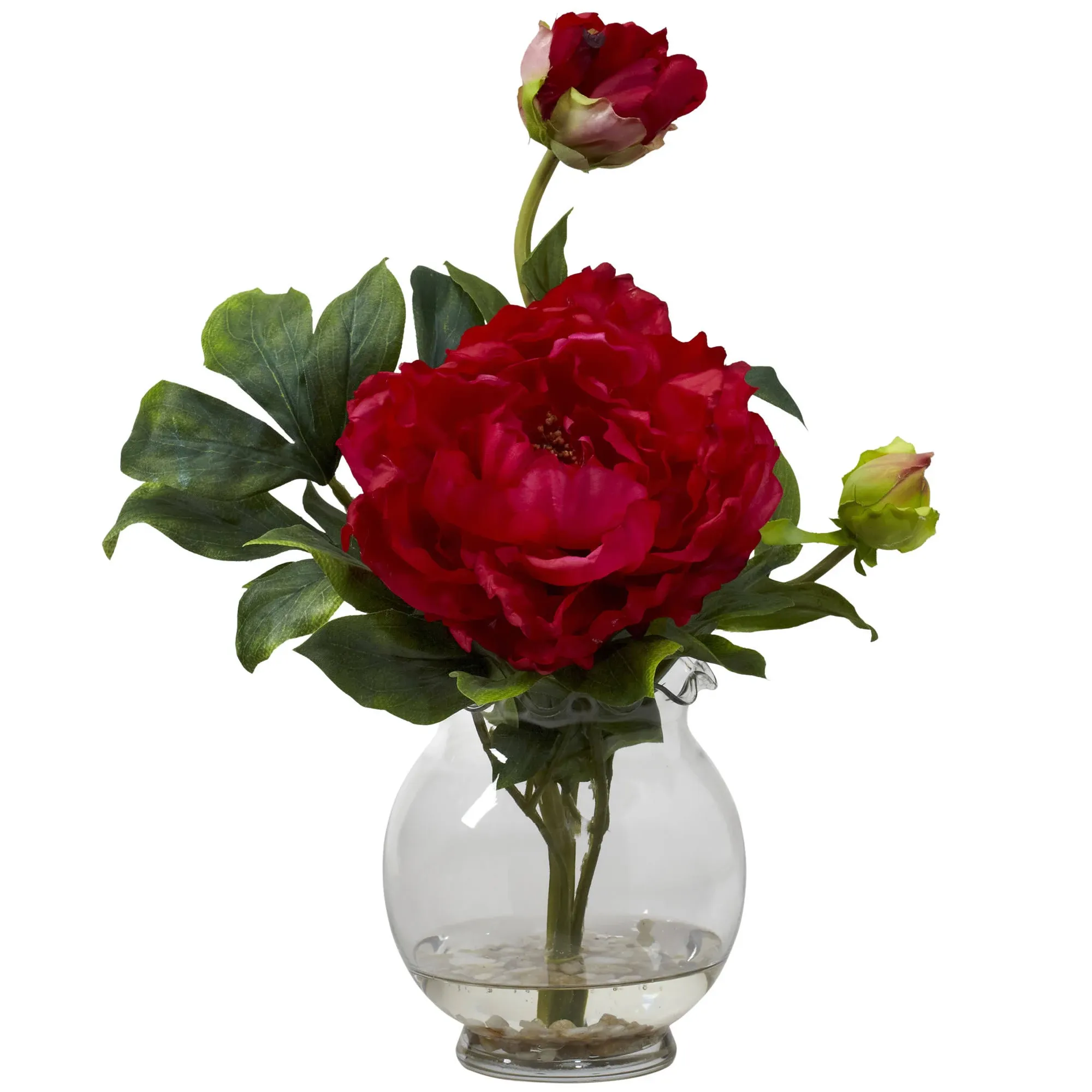 13.5" Peony Arrangement in Fluted Vase