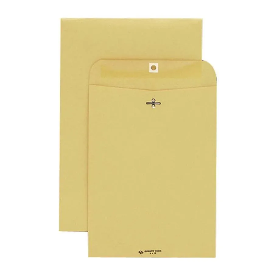 Quality Park 37793 Clasp Envelope, 9 1/2 x 12 1/2, 32lb, Brown Kraft, 100/Box