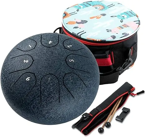 Ubblove Steel Tongue Drum 8 Notes 6 Inches Musical Tank Drum Percussion Instrument with Handpan Drum Mallets Carry Bag Gifts for Kids Ad