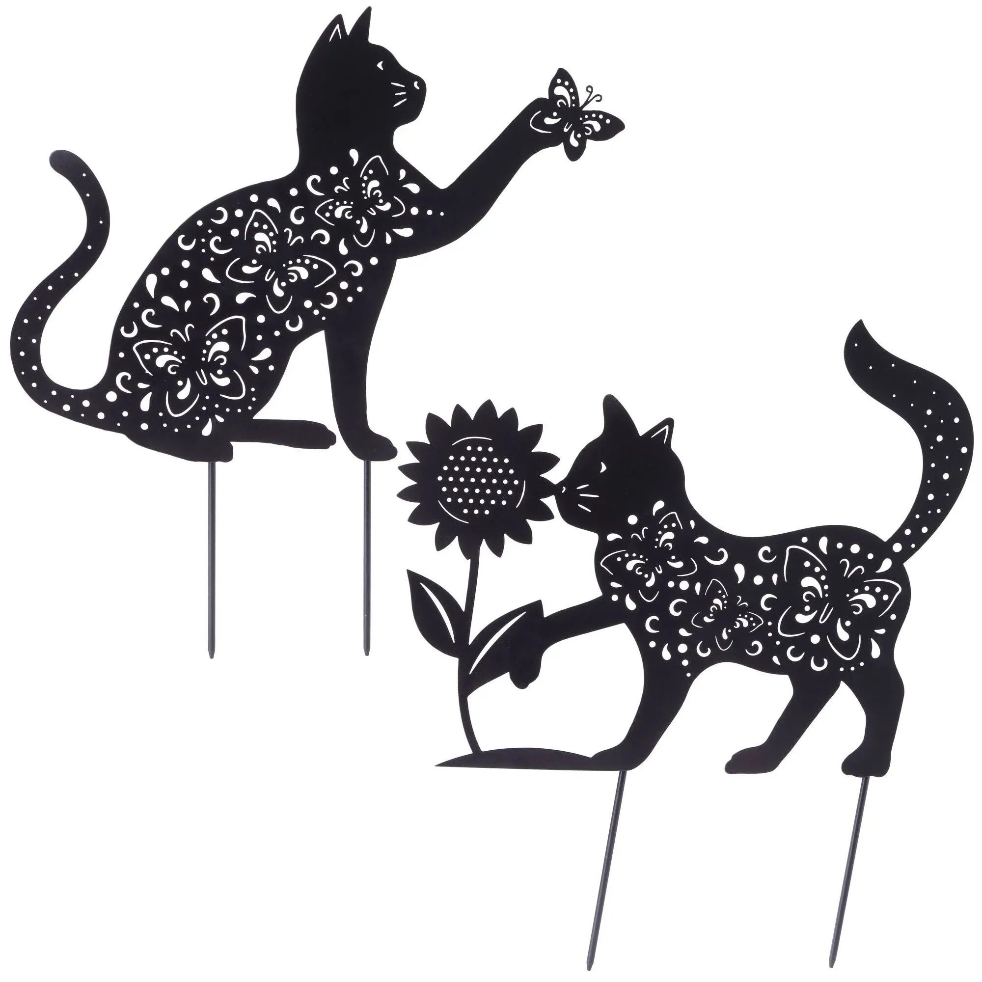 Farmlyn Creek Set of 2 Black Cat Garden Stake Silhouettes for Lawn Decor, Gifts ...