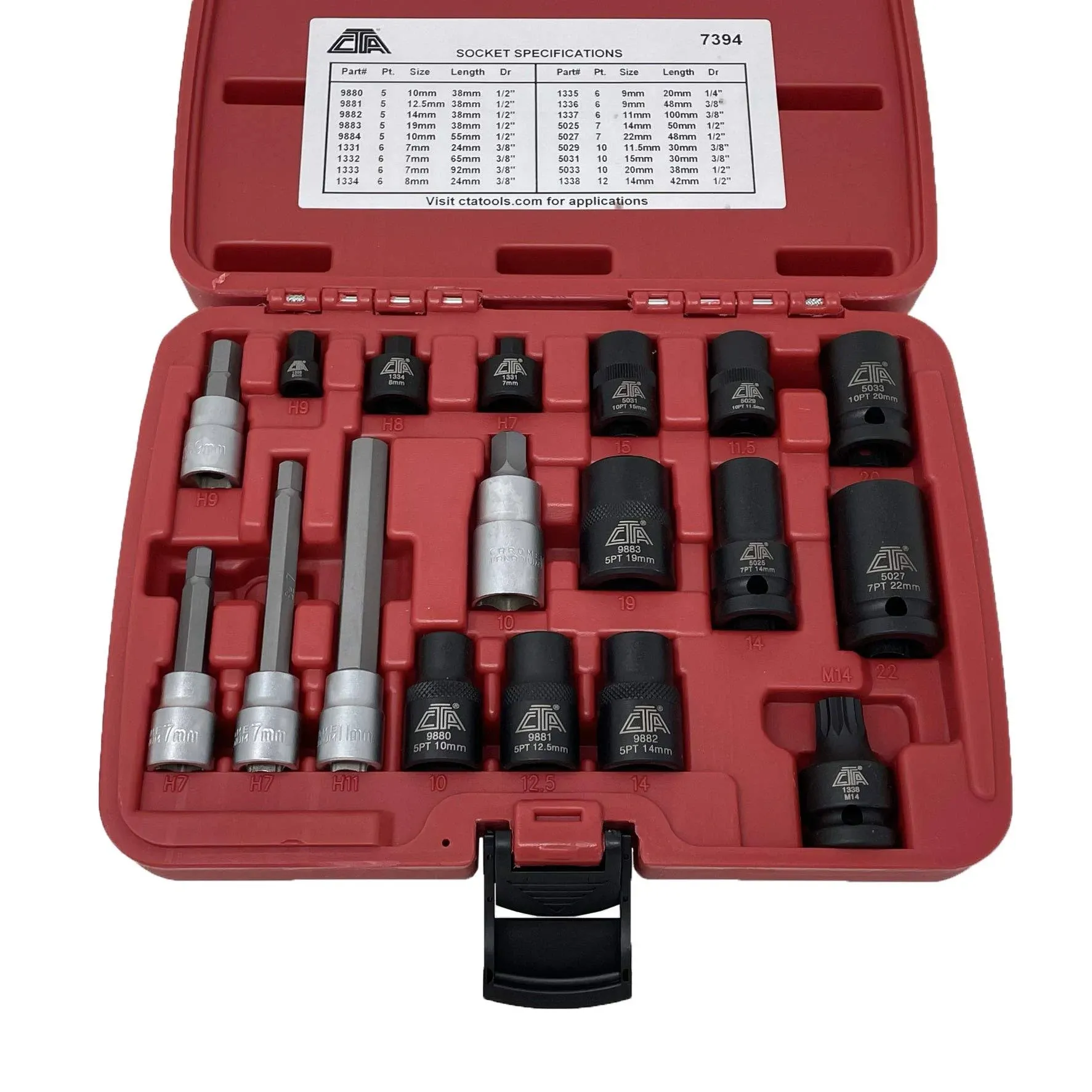 CTA Tools 7394 18 Pc. Euro Brake Caliper Socket Set