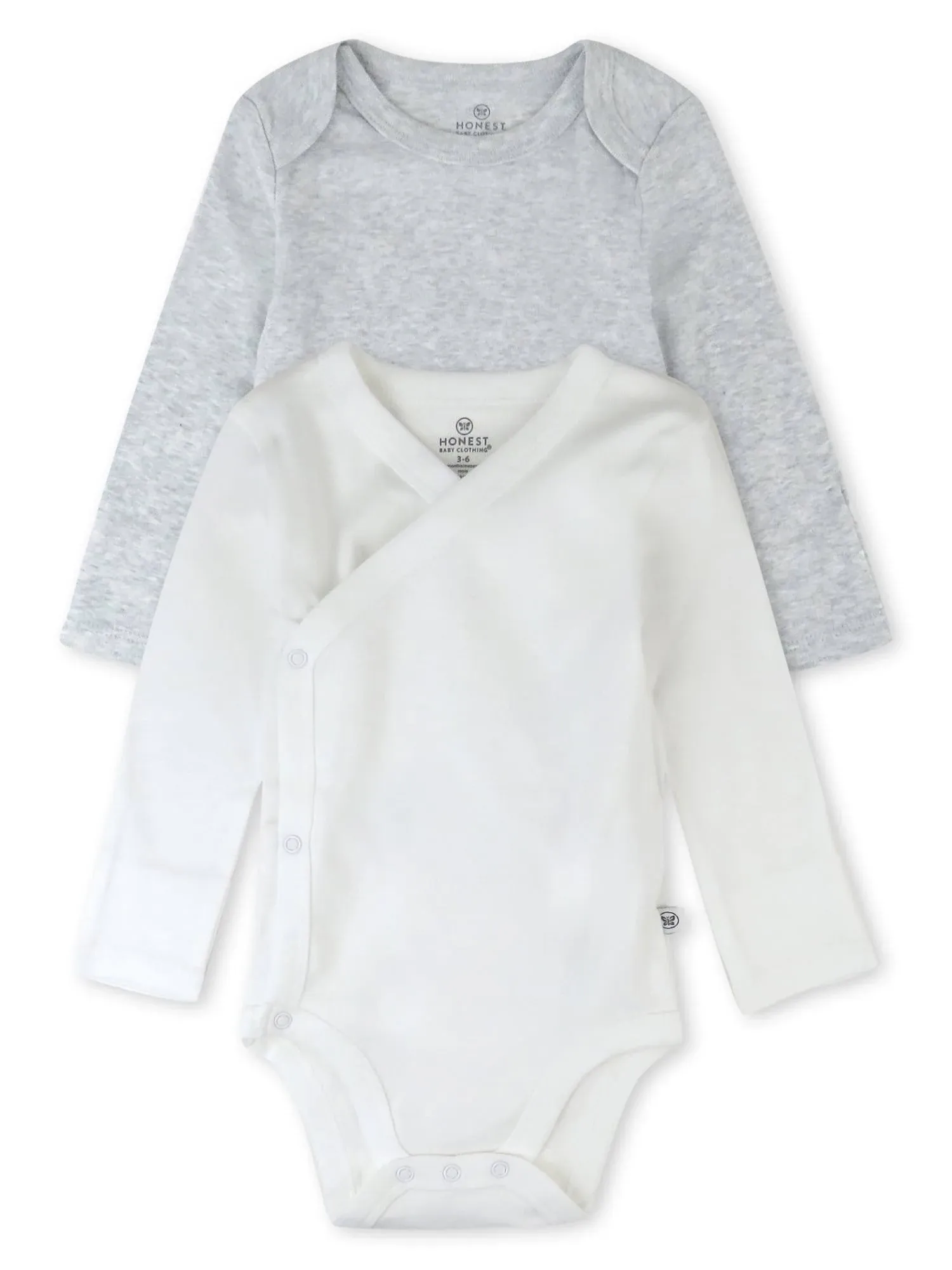 The Honest Company Baby Boy or Girl Gender Neutral Organic Cotton Long Sleeve Bodysuit & Side Snap Long Sleeve Bodysuit - Preemie - 9 Months Each