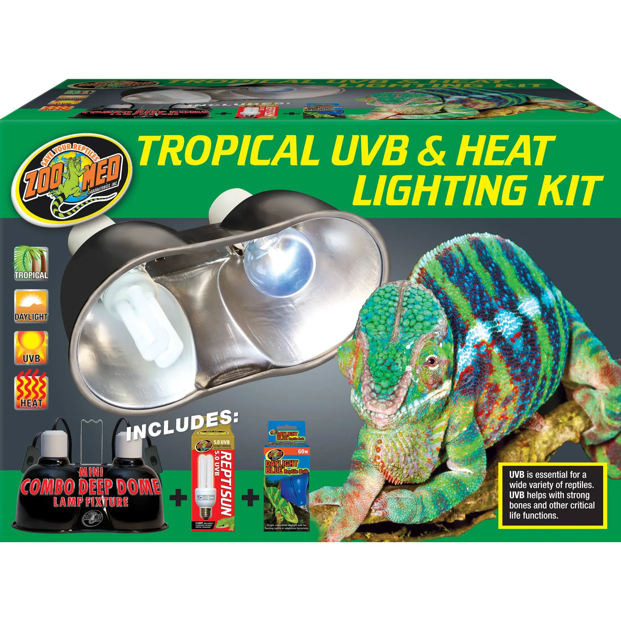 097612322309\xa0 Zoo Med tropical UVB and heat lighting kit