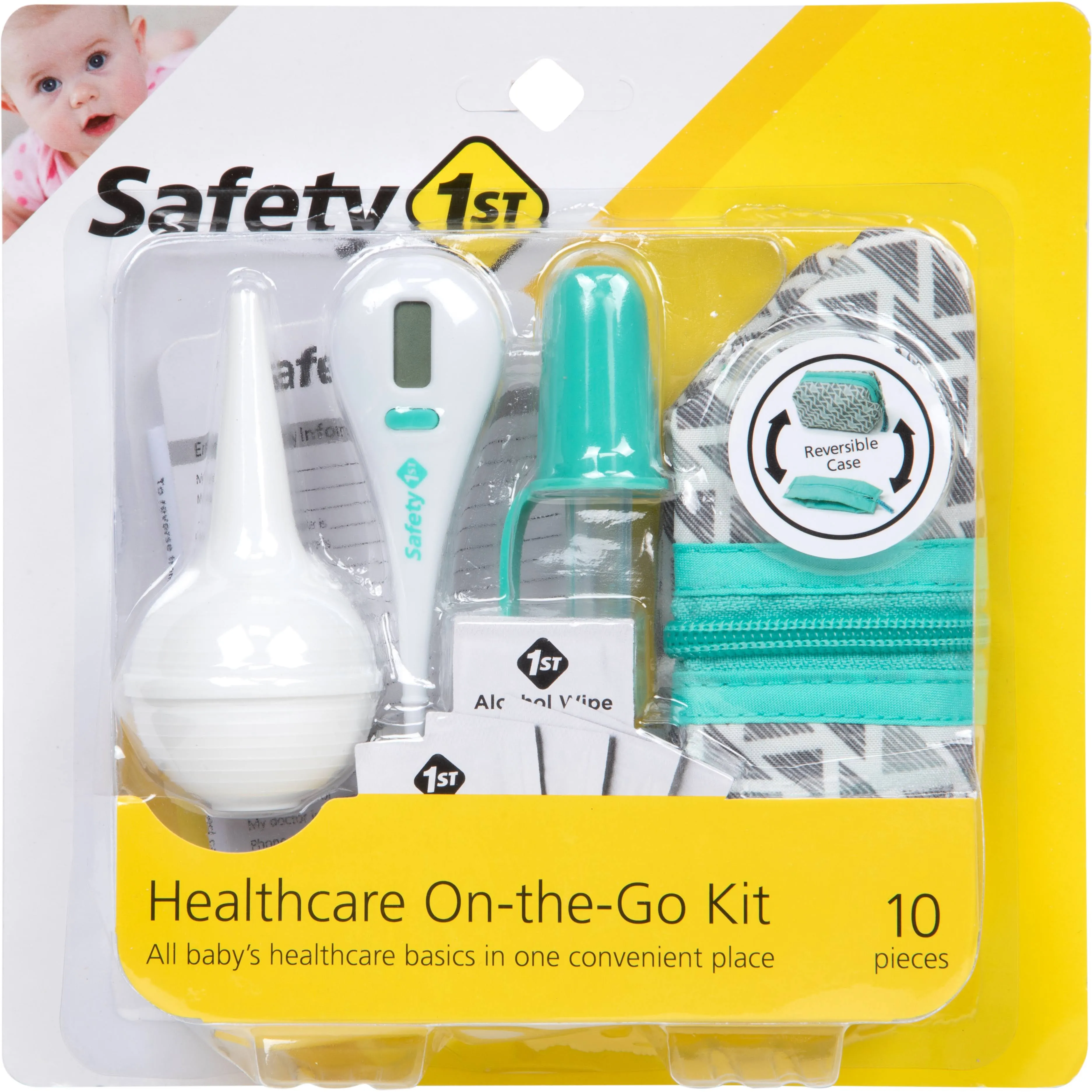 Safety 1st Healthcare On The Go Kit 10 Piece Set Thermometer Dropper Carry Case