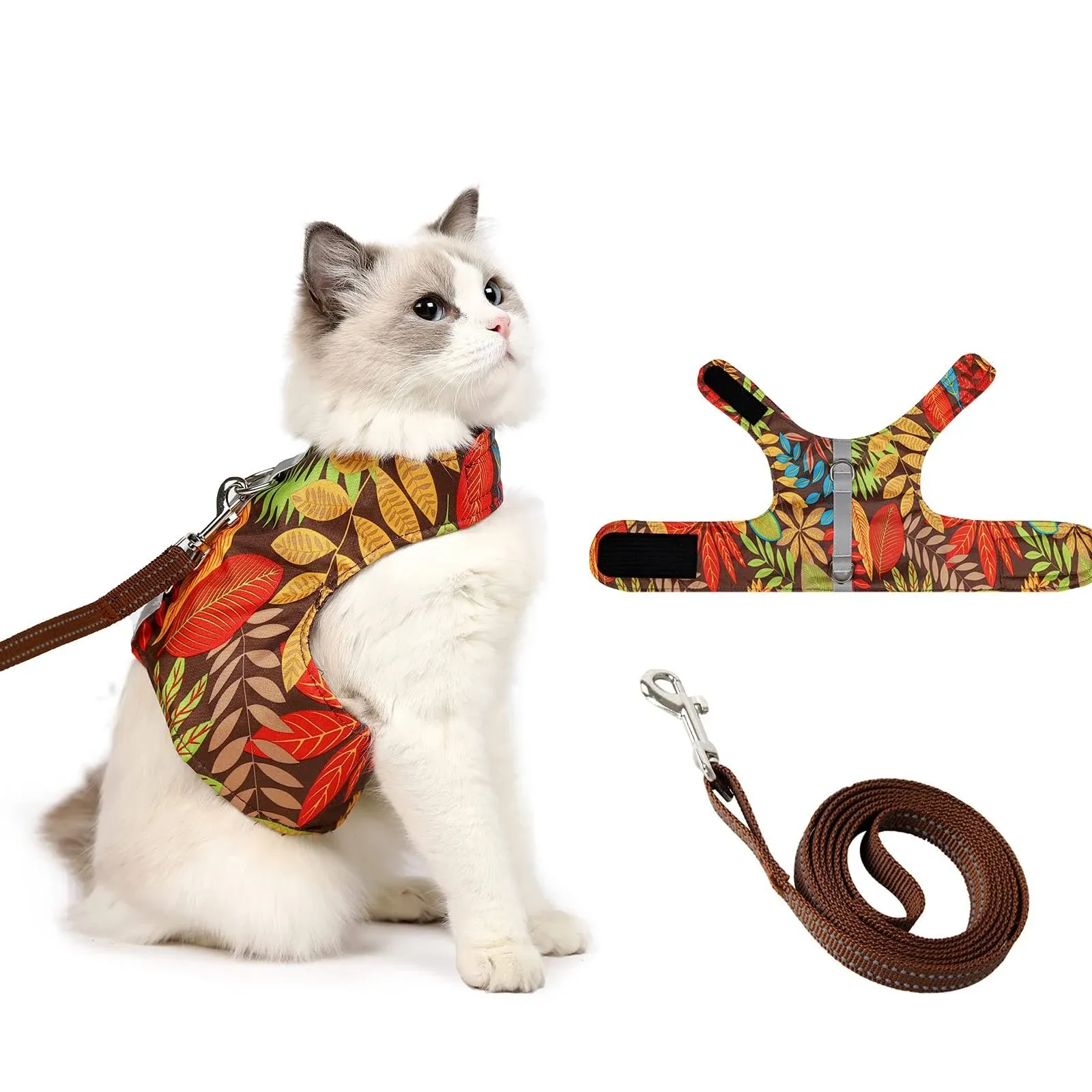 Cat Harness and Leash for Walking Escape Proof Air Mesh Fabric Outdoor Walking ...