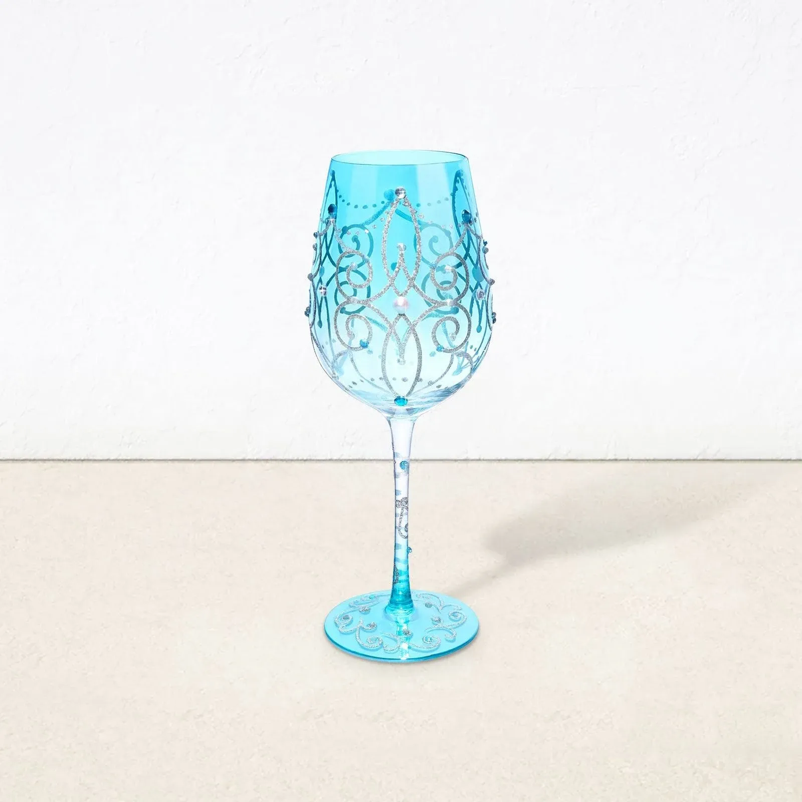 NymphFable Colorful Wine Glass Blue Princess Artisan Painted 15oz Personalised Gift for Birthdays Valentine's Day