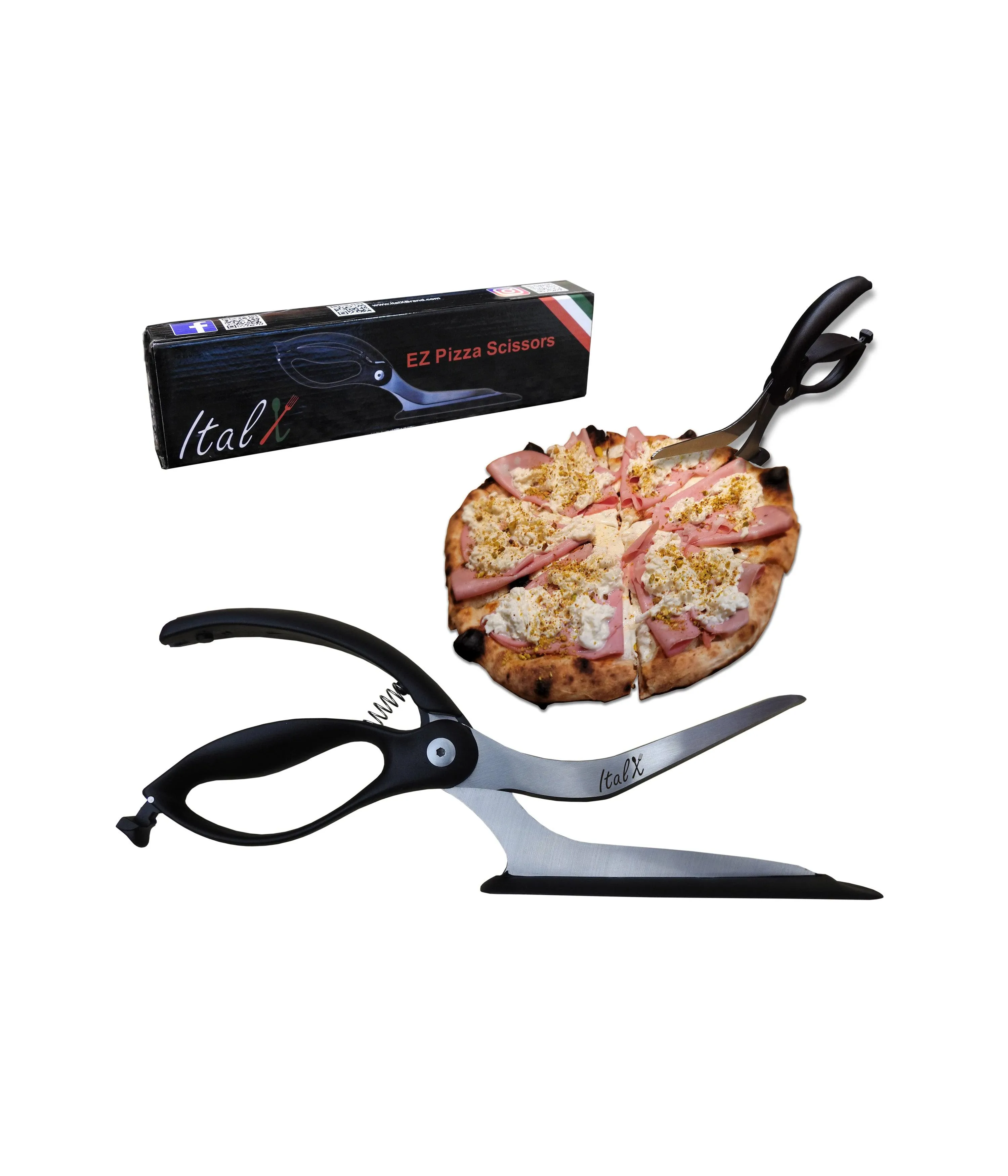 EZ Pizza Scissors - ITALX Stainless steel Pizza Cutter/server