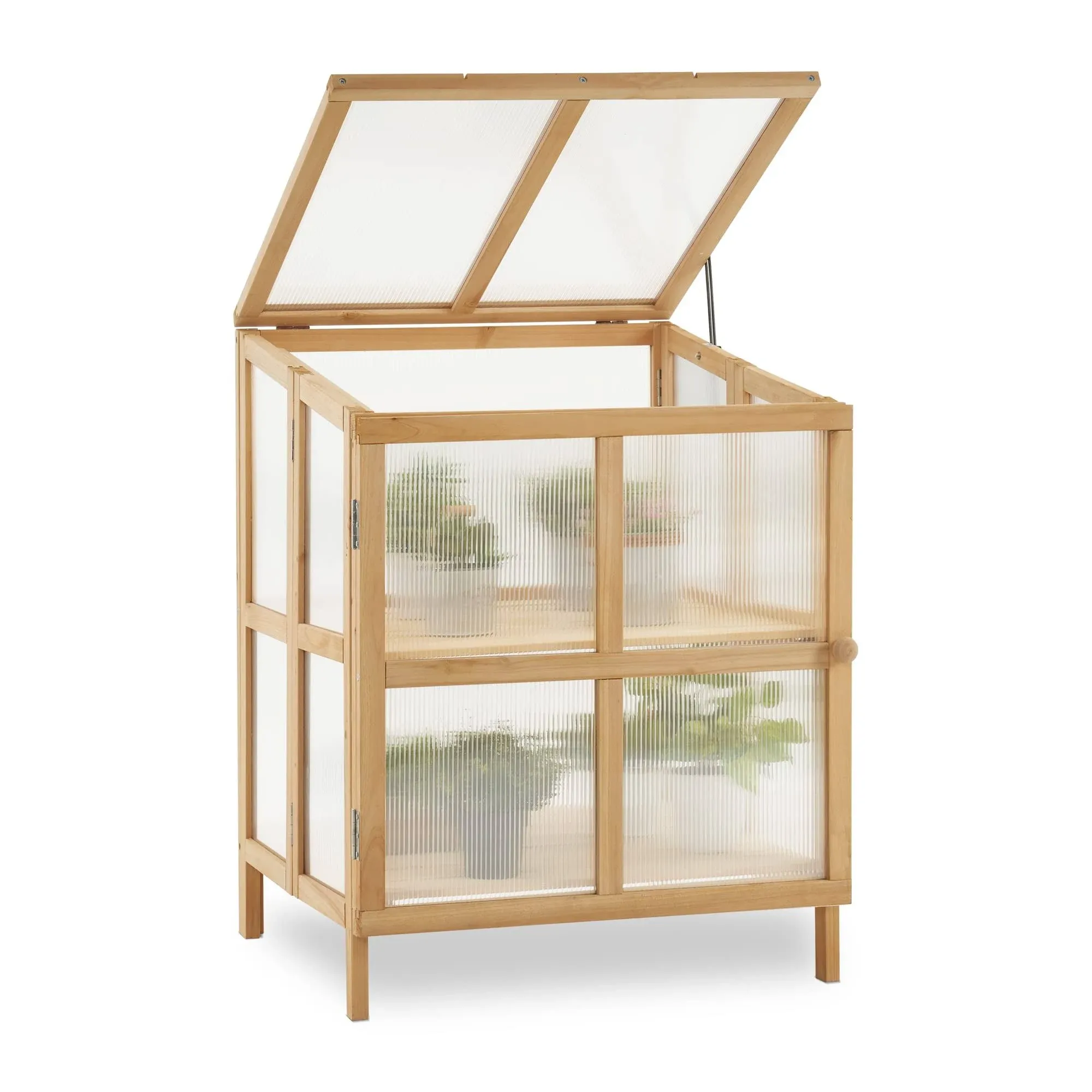 Mcombo 2 Tier Foldable Cold Frame Greenhouse, Portable Wooden Greenhouse Garden ...