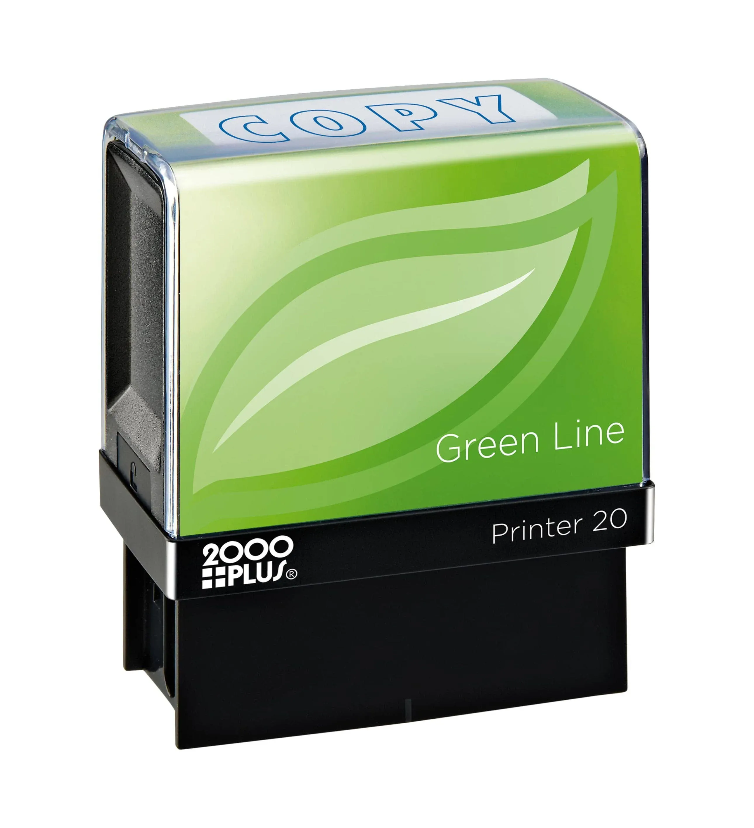 2000 Plus Green Line Self-Inking Message Stamp, Copy, 80% Recycled, 1 1/2" x 9/16" Impression, Blue Ink (098367)