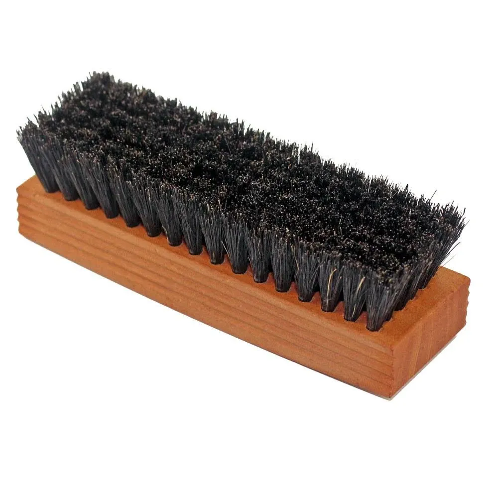 Saphir Oval Horsehair Brush - Shoe Polish - for Cleaning, Polishing & Buffing Leather Shoes - Black Bristles - 5” (13.5cm)