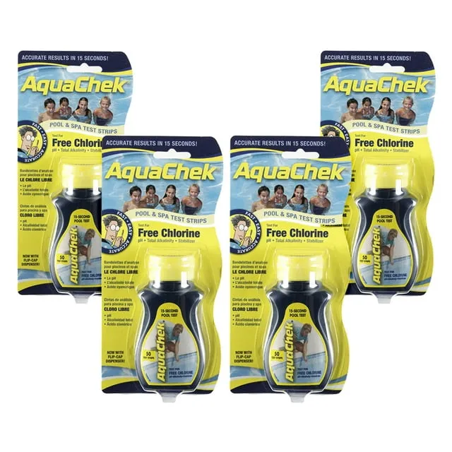 AquaChek 511244-02 Yellow 4-In-1 Free Chlorine Test Strips (2 Pack)