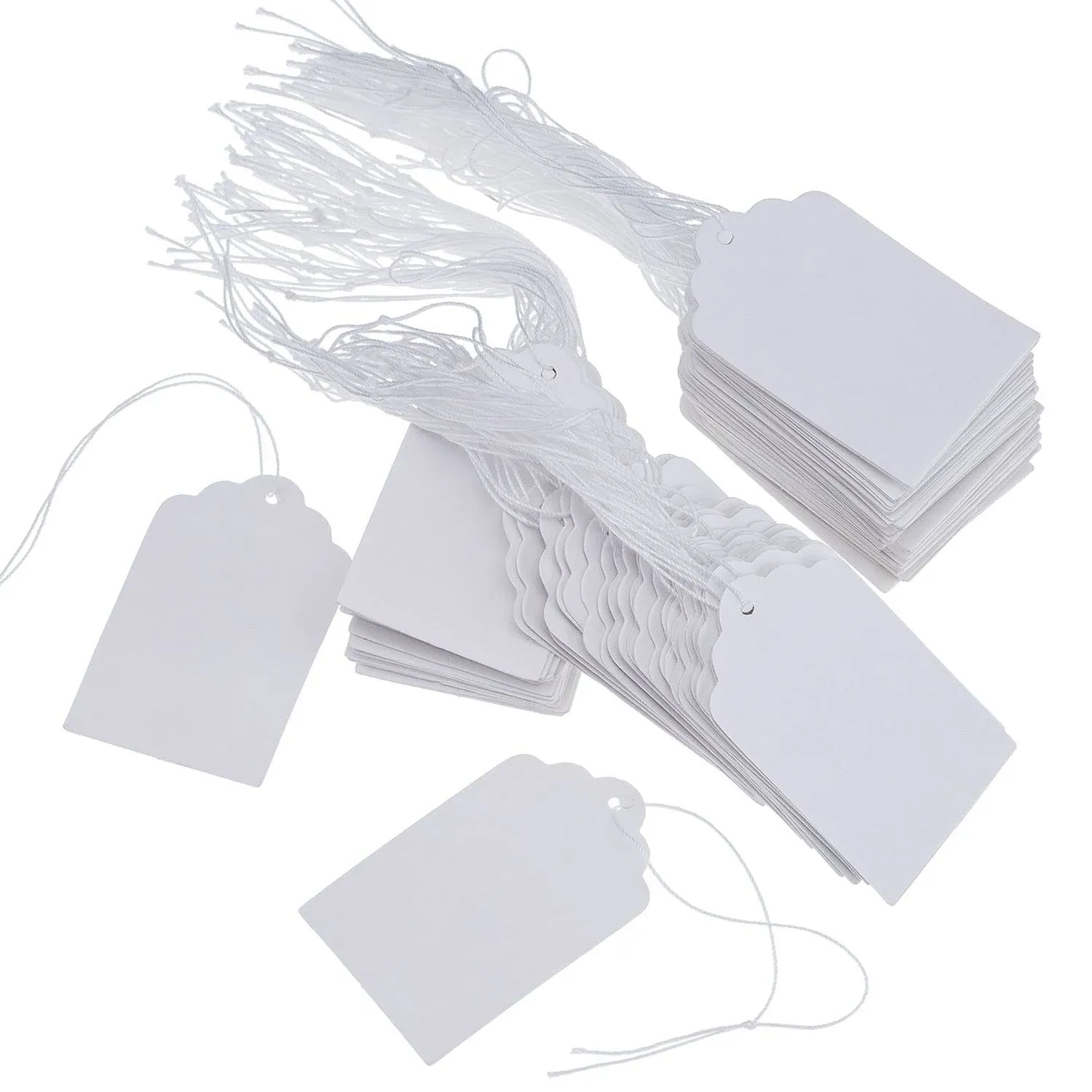 500 Pack White Marking Tags Jewelry Price Tags Hang Price Labels Display Tags with Hanging String