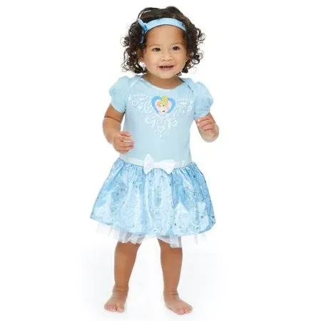 Disney Princess Cinderella Newborn Baby Girls Cosplay Dress and Headband Blue 0-6 ...