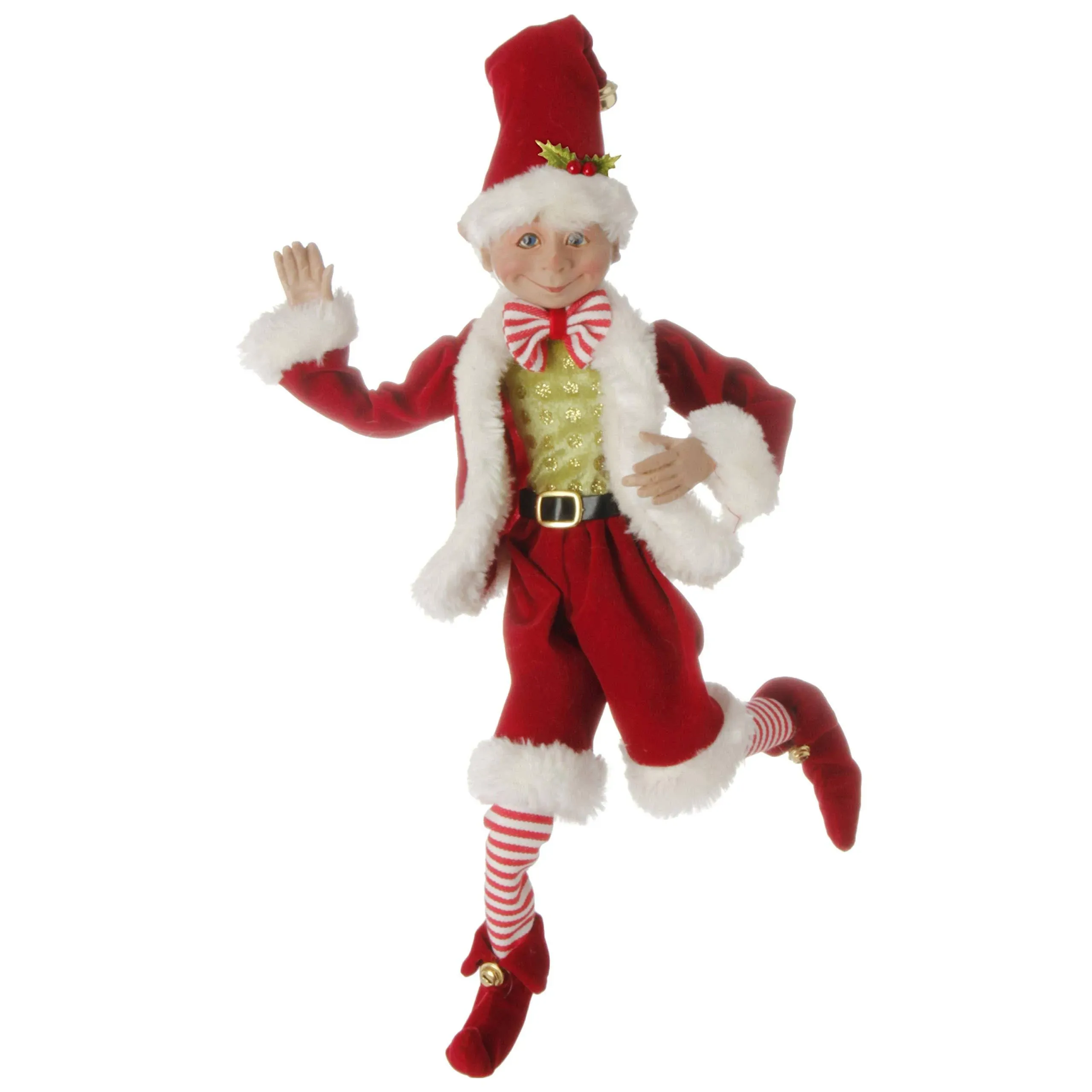 Raz 16 inch Posable Elf in Santa Outfit Christmas Decor