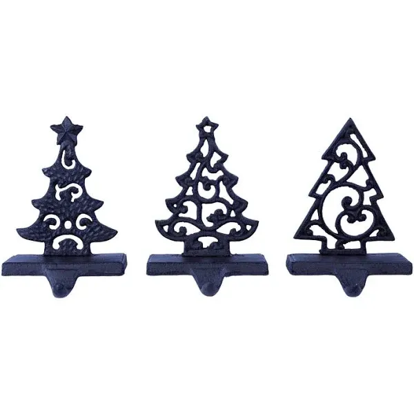 Metal Tree Christmas Stocking Holders - Set of 3 Assorted Styles