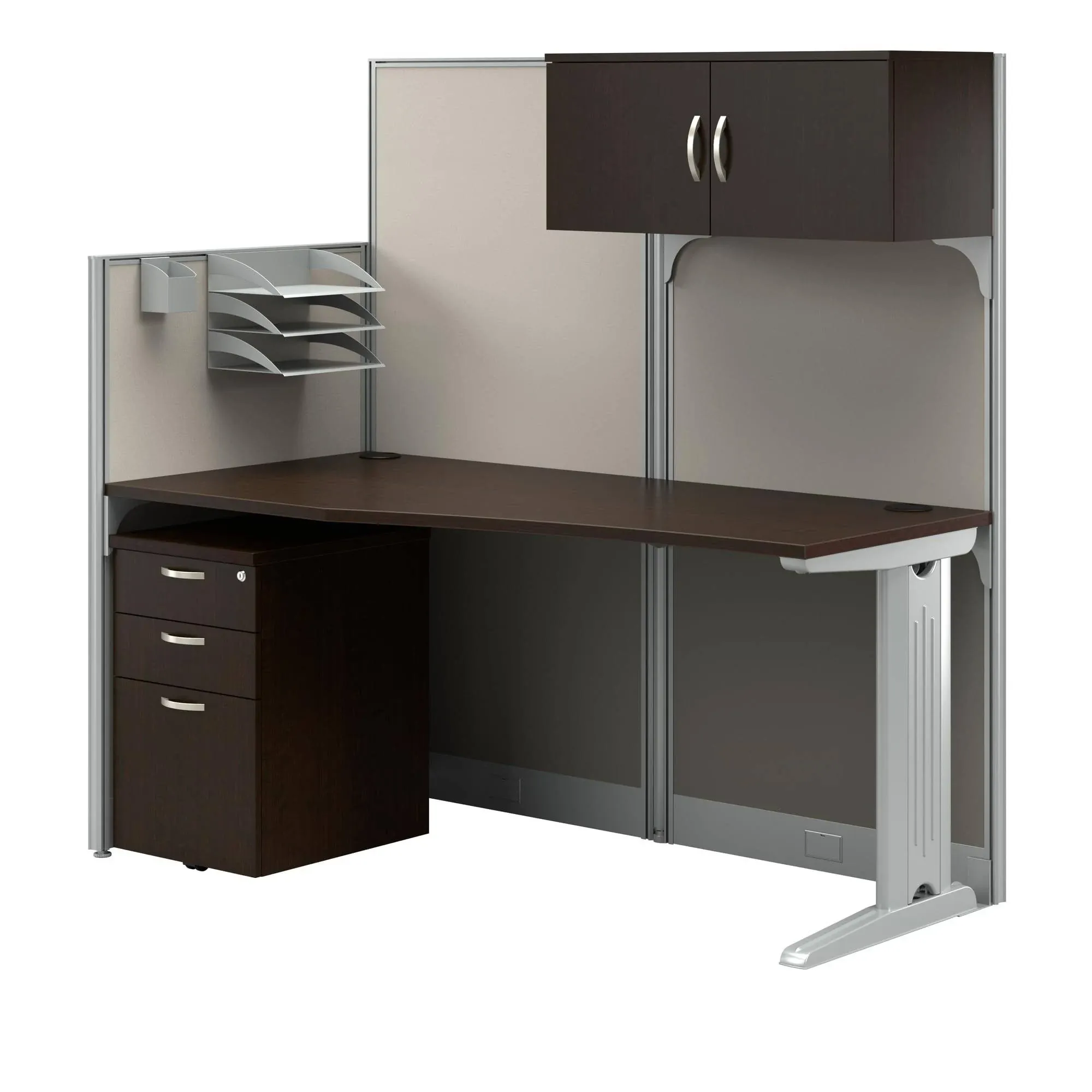 Bush Business Furniture Office in an Hour 65W x 33D Cubicle Workstation with Storage in Hansen Cherry