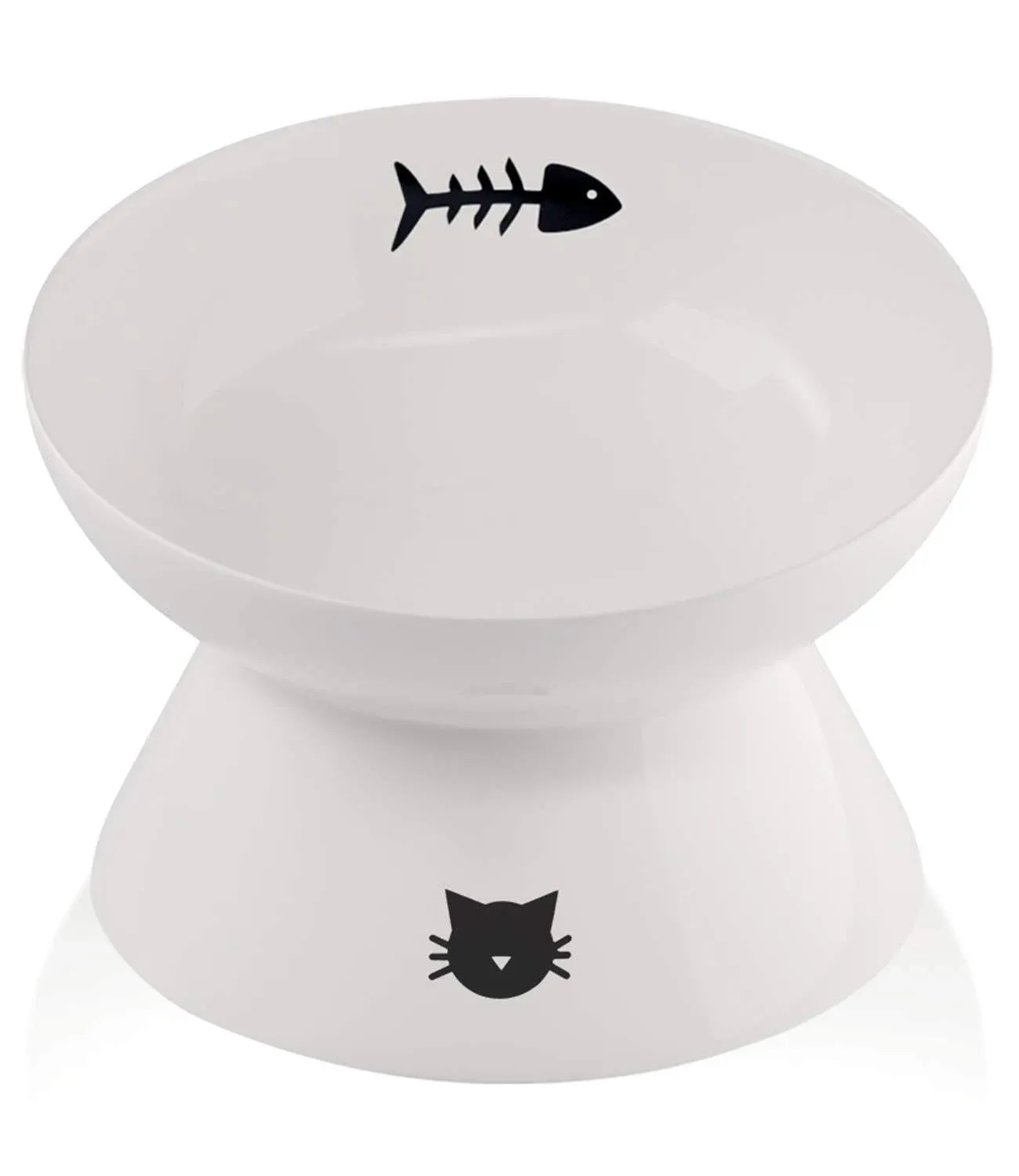 immaculife Ceramic Raised Cat Food Bowl for Elder Big Cats, Elevated Cat Dish, Tilt Angle Protect Cat's Spine, Stress Free, Back