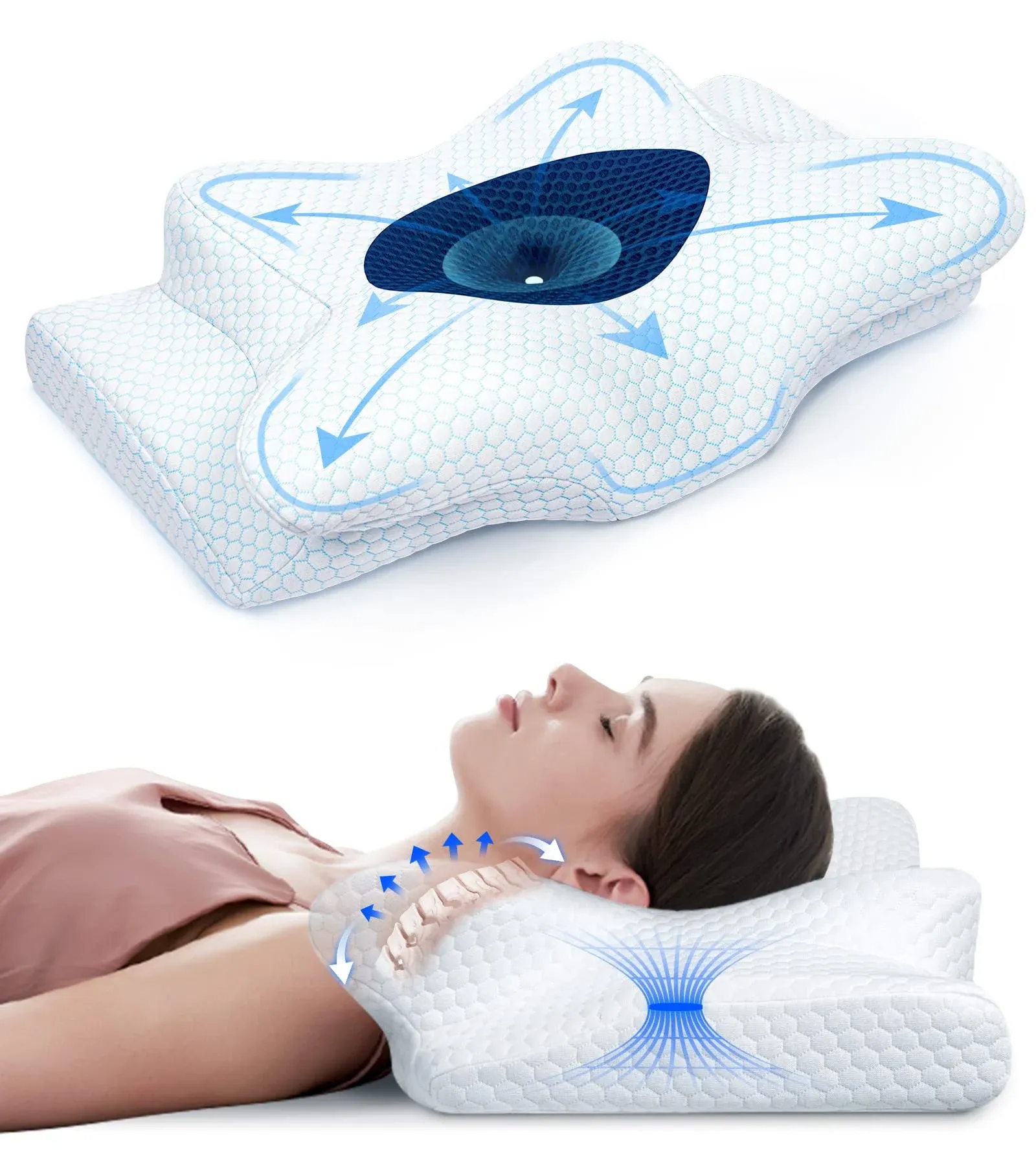 Emircey Adjustable Cervical Pillow for Neck and Shoulder Pain Relief, 3X Plus ...