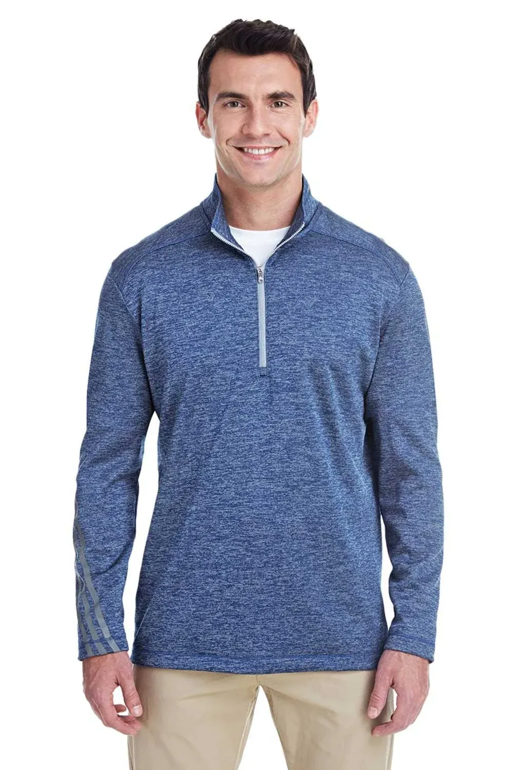 Adidas Men's Brushed Terry Heathered Quarter-Zip Pullover