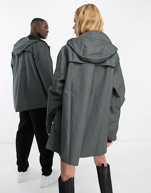 Rains 12010 unisex waterproof short jacket in slate