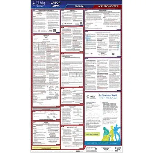 JJ Keller 62820 2022 Massachusetts & Federal Labor Law Posters - All-In-One State & Federal Poster (English)