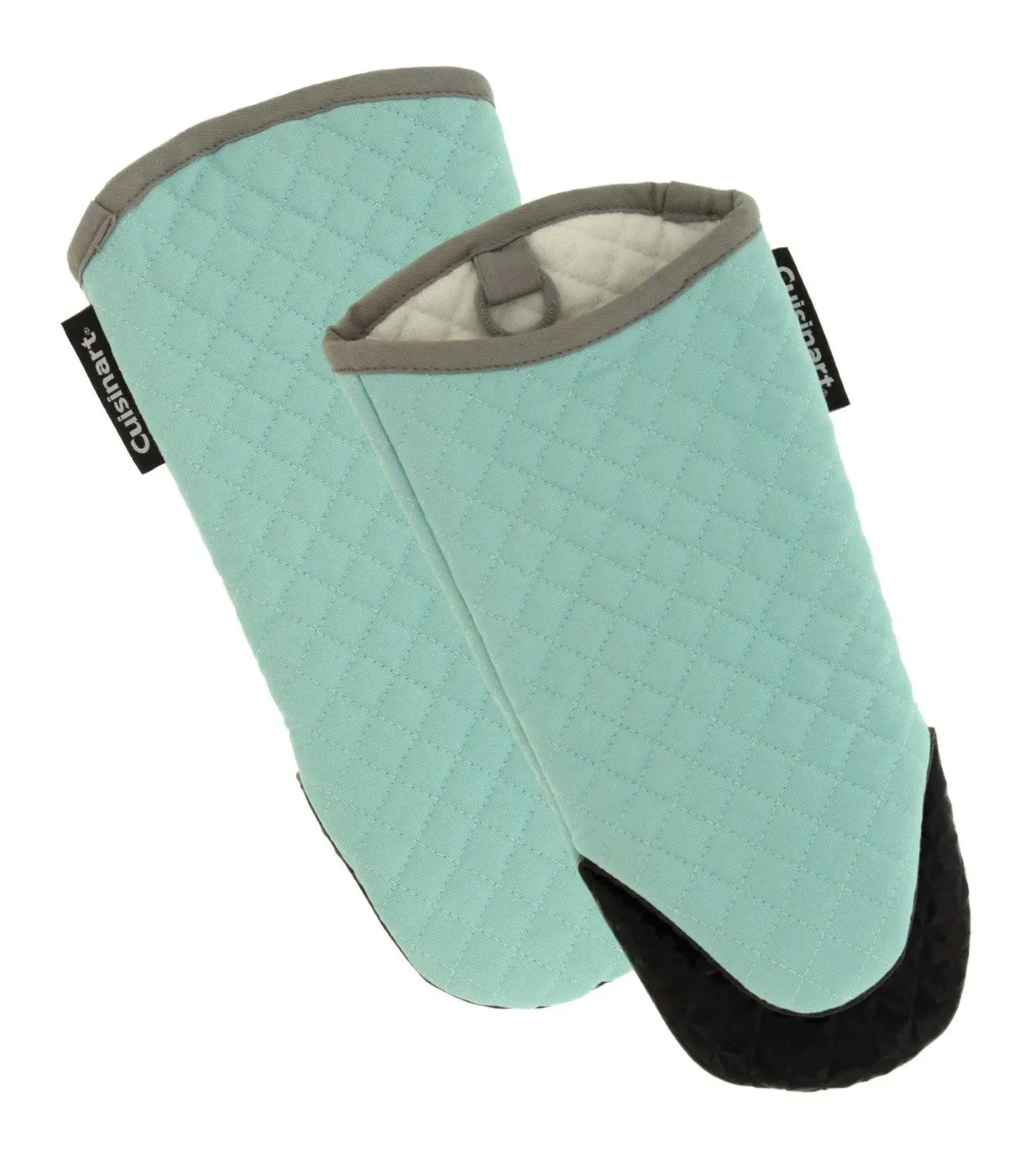 Cuisinart Silicone Oven Mitts/Gloves Non-Slip Grip w/Loop Pastel Turquoise, 2pk