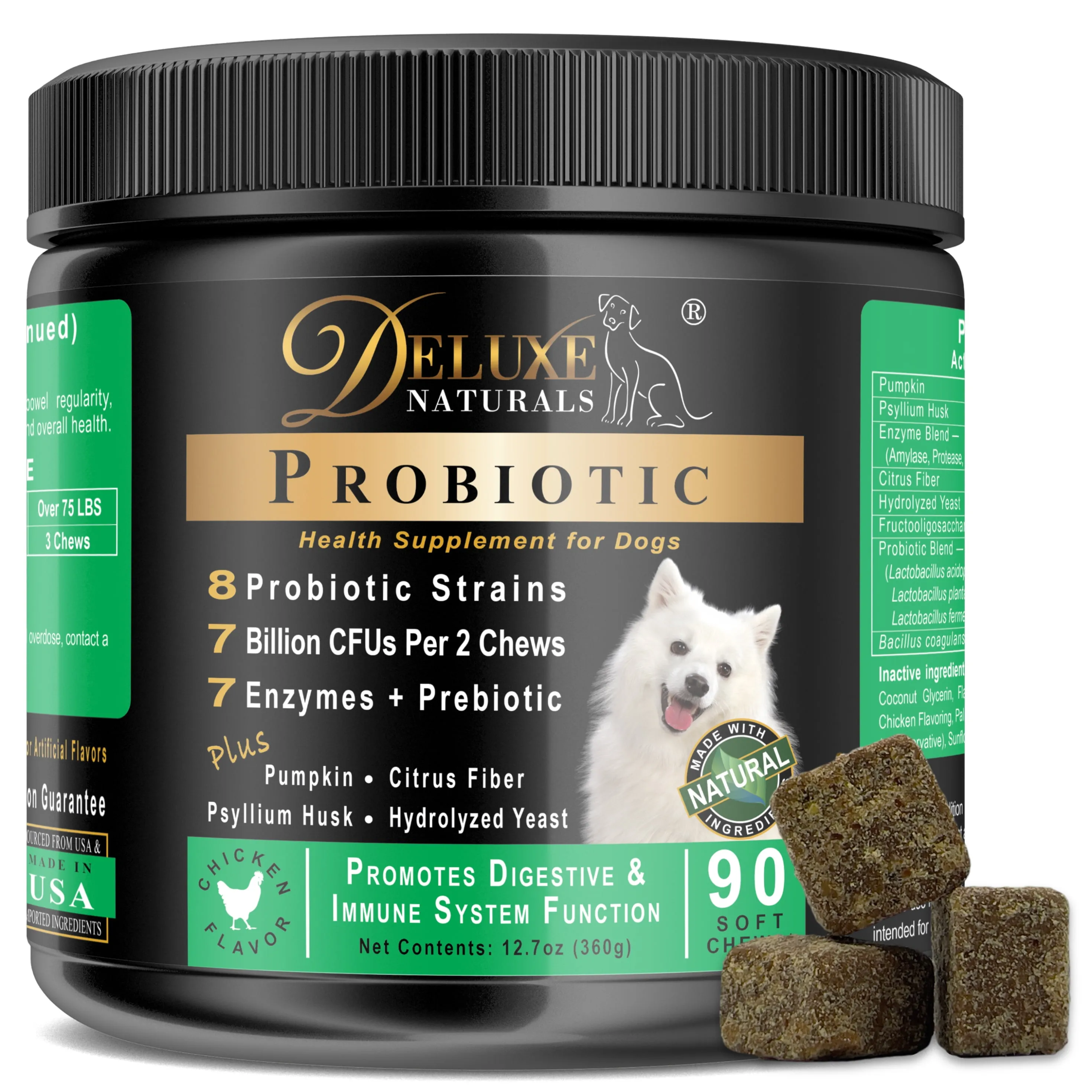 Deluxe Naturals Probiotic Soft Chews for Dogs - 90 Count (Pack of 1)