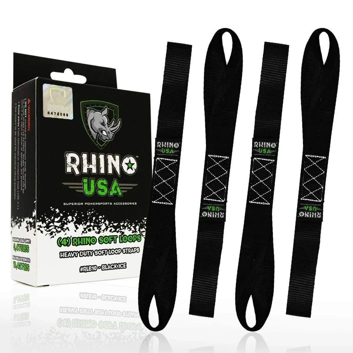 Rhino USA Soft Loop Motorcycle Tie Down Straps - Guaranteed 10,427lb Max Break