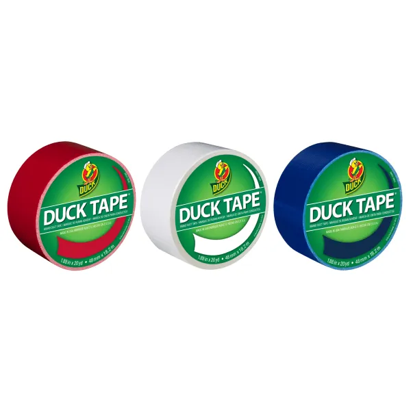 Duck Brand Color Duct Tape Rolls, 1-15/16" x 60 Yd, USA Colors, Pack Of 3 Rolls