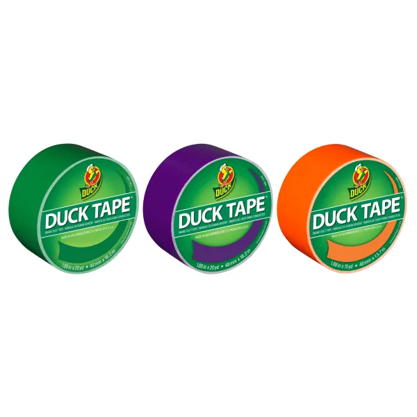 Duck® Brand Color Duct Tape Rolls, 1-15/16" x 55 Yd, Secondary Colors, Pack Of 3 Rolls