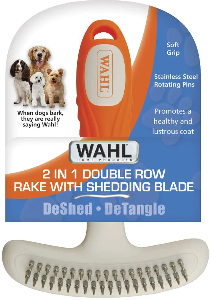 Wahl 2 in 1 Double Row Rake with Shedding Blade