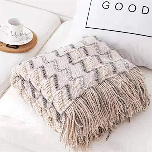 Bigreat Knitted Throw Blanket, 50x60 h, Textured Throw Blankets for Couch Bed 