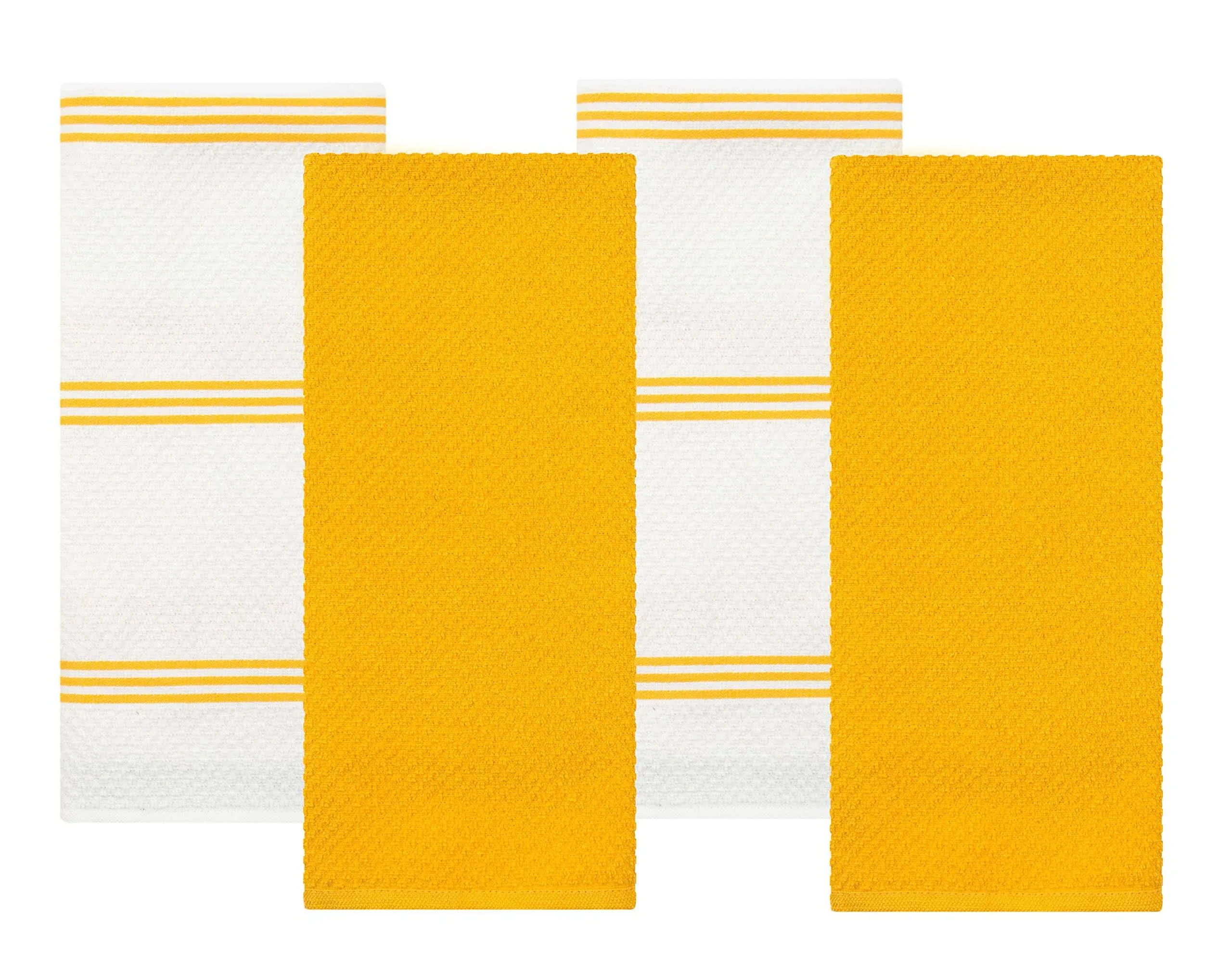 Sticky Toffee Cotton Terry Kitchen Dish Towel, Yellow, 4 Pack, 28 in x 16 in