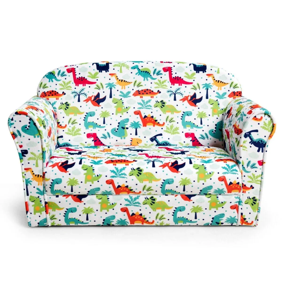 Costway Kids Sofa Dinosaur Pattern Armrchair Couch Polyester in Multi-Colored