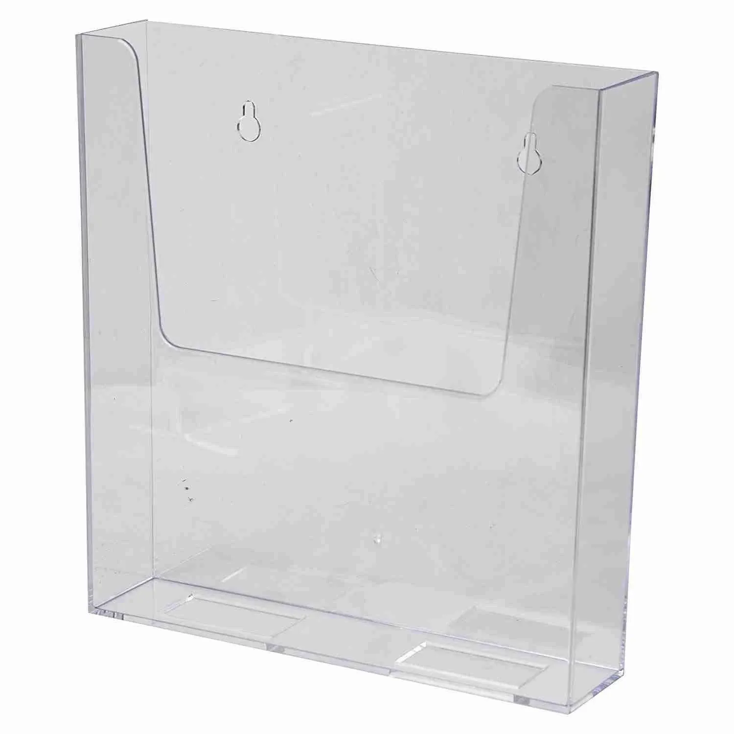 Clear-Ad - Acrylic Wall Mount Brochure Holder 8.5x11 (Pack of 4) - Plastic Hanging Flyer Holders - Adhesive or Wall Mounted File and Magazine Rack - Single Pocket Literature Display Box - LHW-M161