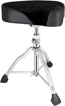 EASTROCK Drum Throne Drum Seat Height Adjustable,Rotatable Padded Drum Stools Motorcycle Style Drum Chair with Anti-Slip Feet for Drummers,Adult, Size