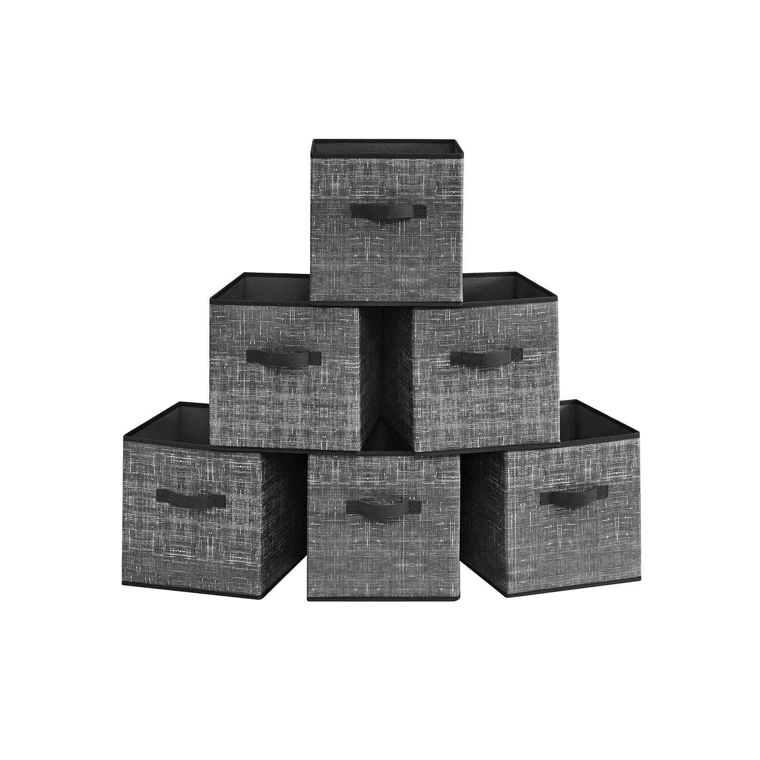 SONGMICS Set of 6 Foldable Storage Cubes, Black / M (11.8 x 11.8 x 11.8 inches)