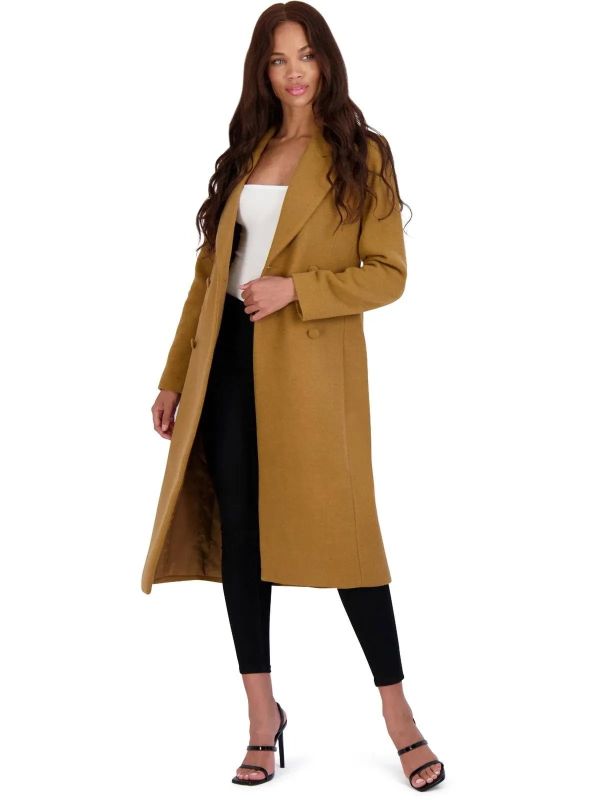 avec Les Filles Womens Wool Blend Double-Breasted Wool Coat, Camel