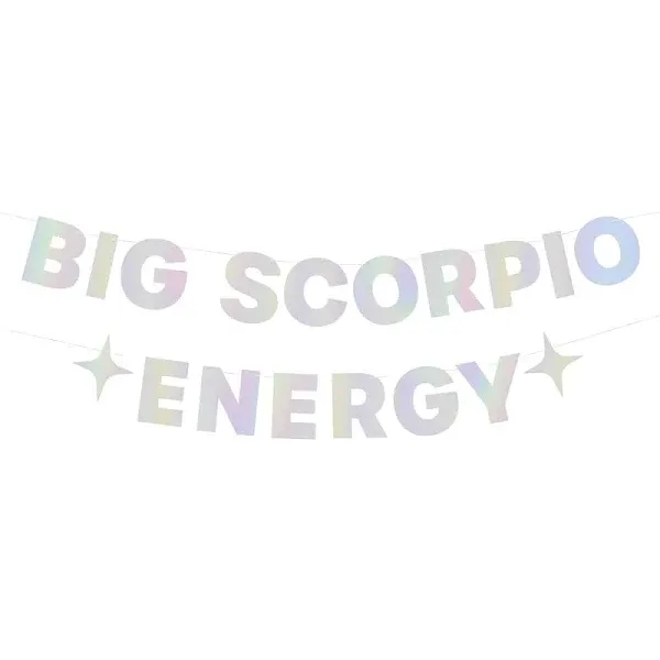 xo, Fetti Big Scorpio Energy Birthday Party Iridescent Foil Banner - 5 Ft. | Zodiac Scorpio, Horoscope, Astrology Bday Party Decoration Gift