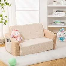 Kids Sofa Couch Toddler Boys Girls 2-in-1 Convertible Sofa to Lounger Comfy