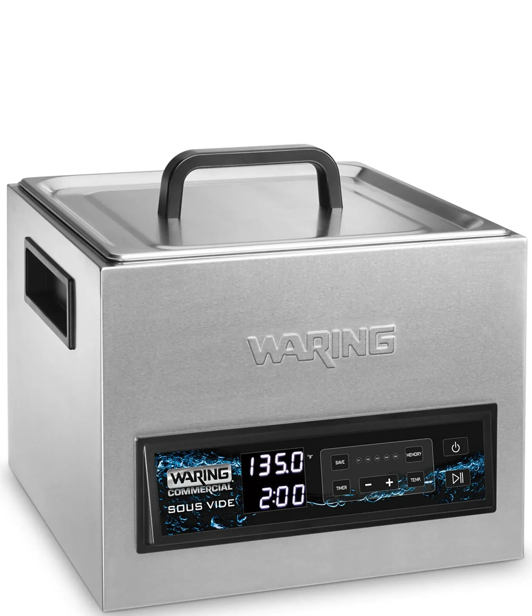 Waring Commercial WSV16 16 Self Contained Thermal Circulator For Sous Vide, 16 liters/4.2 Gallons, Capactice Touch Control Panel, 5 Programable settings, Timer, 120V, 1560W, 5-15 Phase Plug