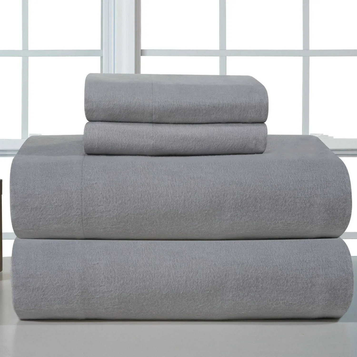 Pointehaven 170 Flannel Sheet Set, Heather Gray, King