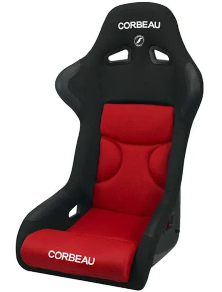 Corbeau FX1 Racing Seat; Black/Red Cloth (79-25 Mustang)