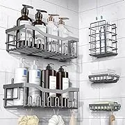 Shower Caddy 5 Pack,Adhesive Shower Organizer for Bathroom Storage&Home Decor&Kitchen organizers and storage,No Drilling,Large Capacity,Rustproof Stainless Steel Bathroom Organizer,Bathroom Decor Sets