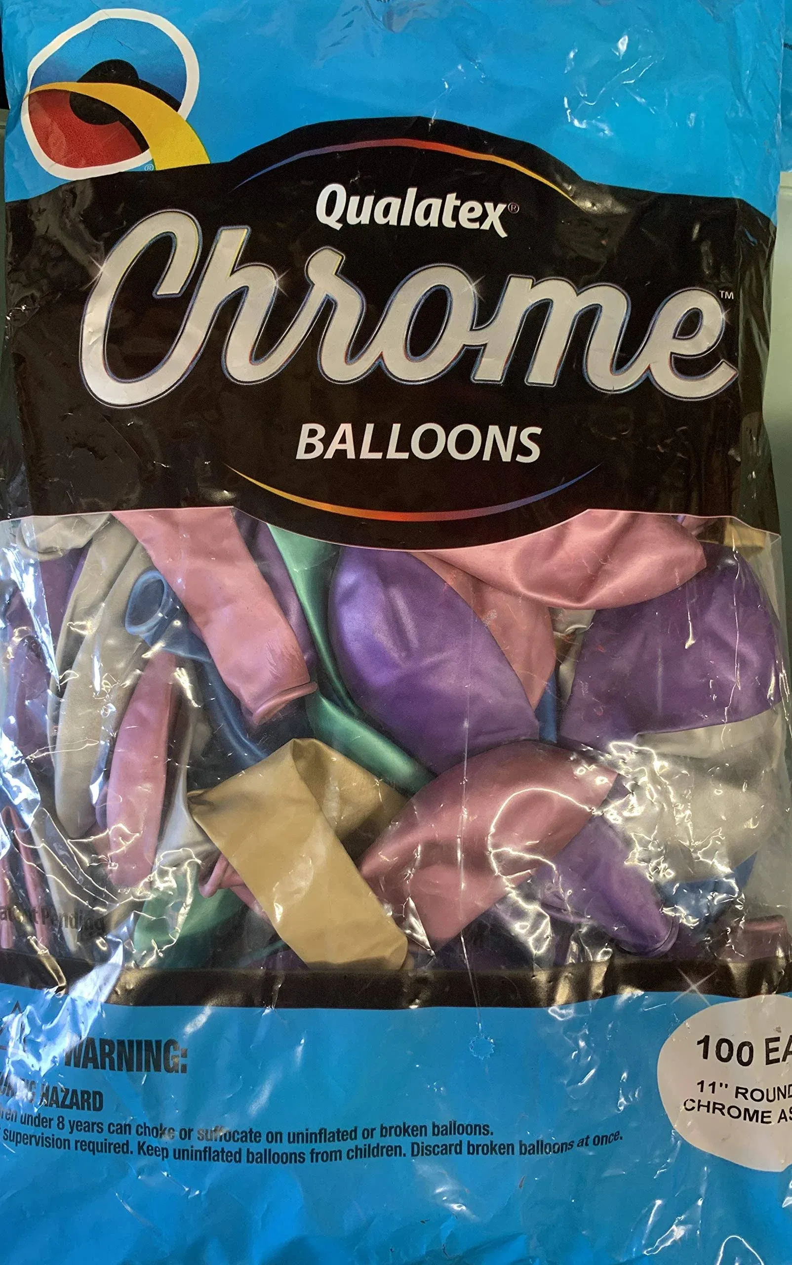 11" Qualatex Chrome Assorted Latex Balloons 100ct #99694