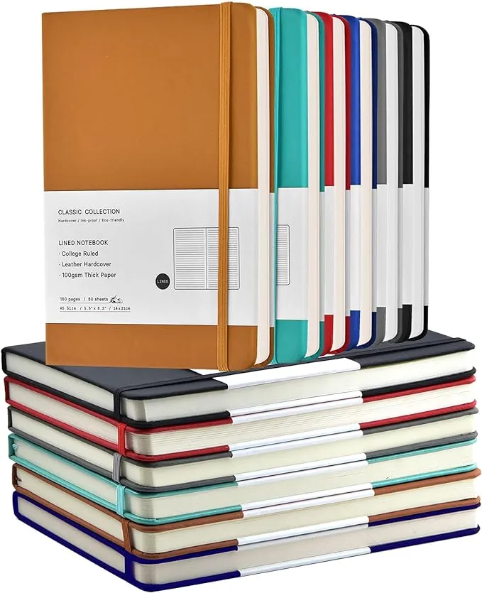 6 Pack Notebooks Journals Hardcover Spiral Notebook College Ruled Lined Paper Notebooks Subject Notebook A5 Size 5.5'X 8.3' For Office And School.