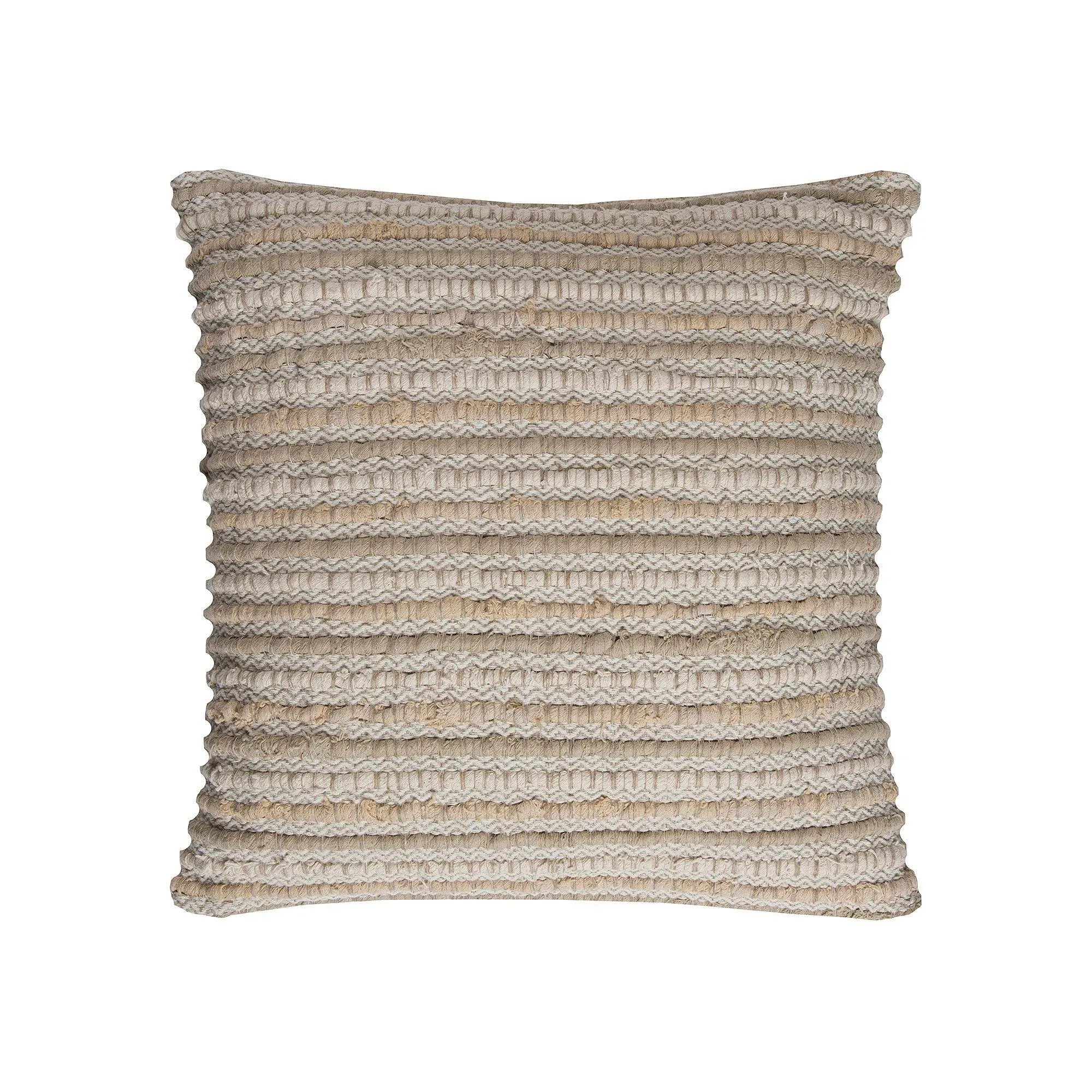 Rizzy Home | T11559 | Poly Fill Decorative Pillow | 20"x20" Neutral/Brown/Gray Stripe