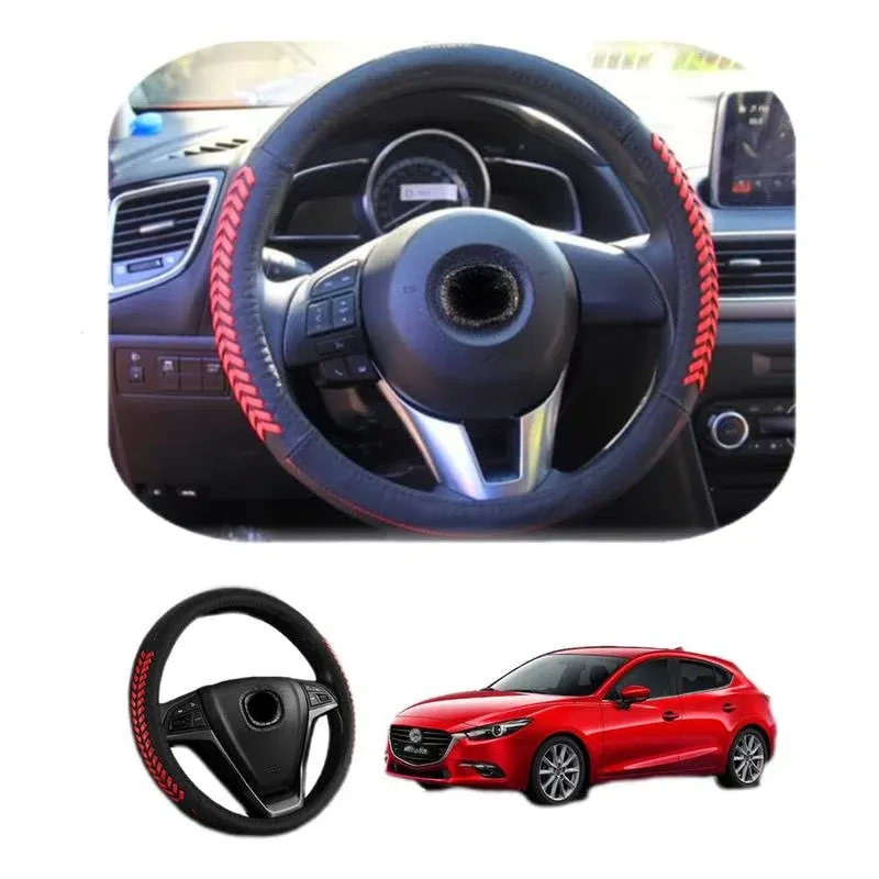 Vesul Red Steering Wheel Glove Leather Cover for Mazda 3 Axela Mazda 6 CX-5 CX5 ...